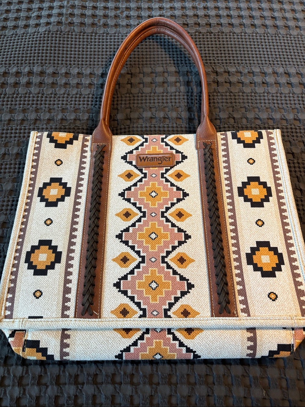 NWOT Wrangler Southwestern Tote in Tan, Brown and Mustard